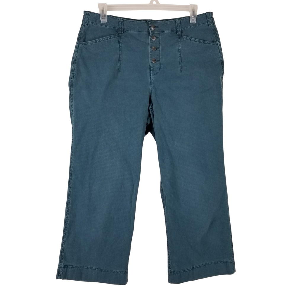 Duluth Trading Co Pants Womens 16 Regular Teal Ripstop Button Fly Straight Leg